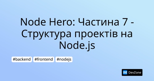 Node Hero: Частина 7 - Структура проектів на Node.js